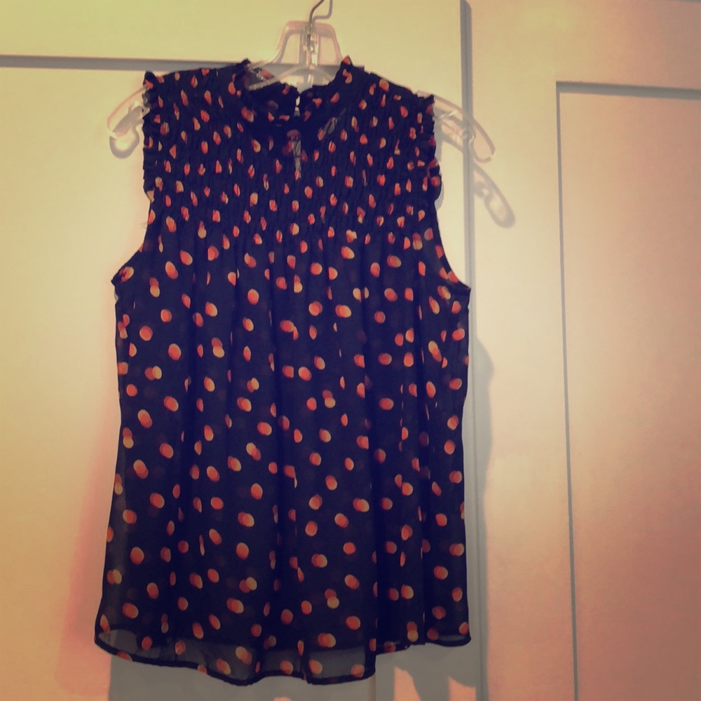 WORN ONCE! MAEVE Polka Dot dark blue Turtleneck